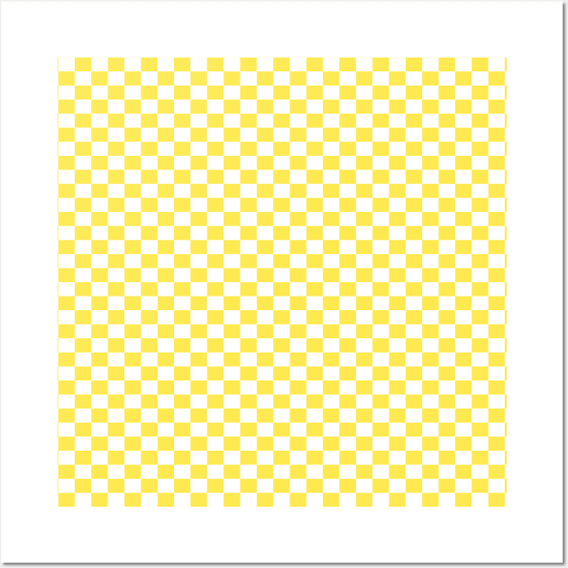 checkered Yellow and White Wall Art by DragonTees